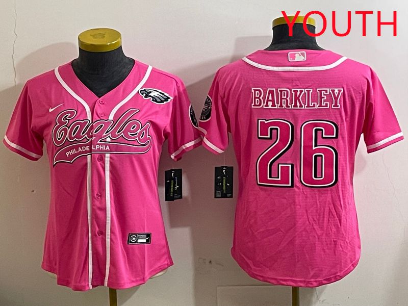 Youth Philadelphia Eagles #26 Barkley Pink Jointly Name 2025 Nike Limited NFL Jersey style 8